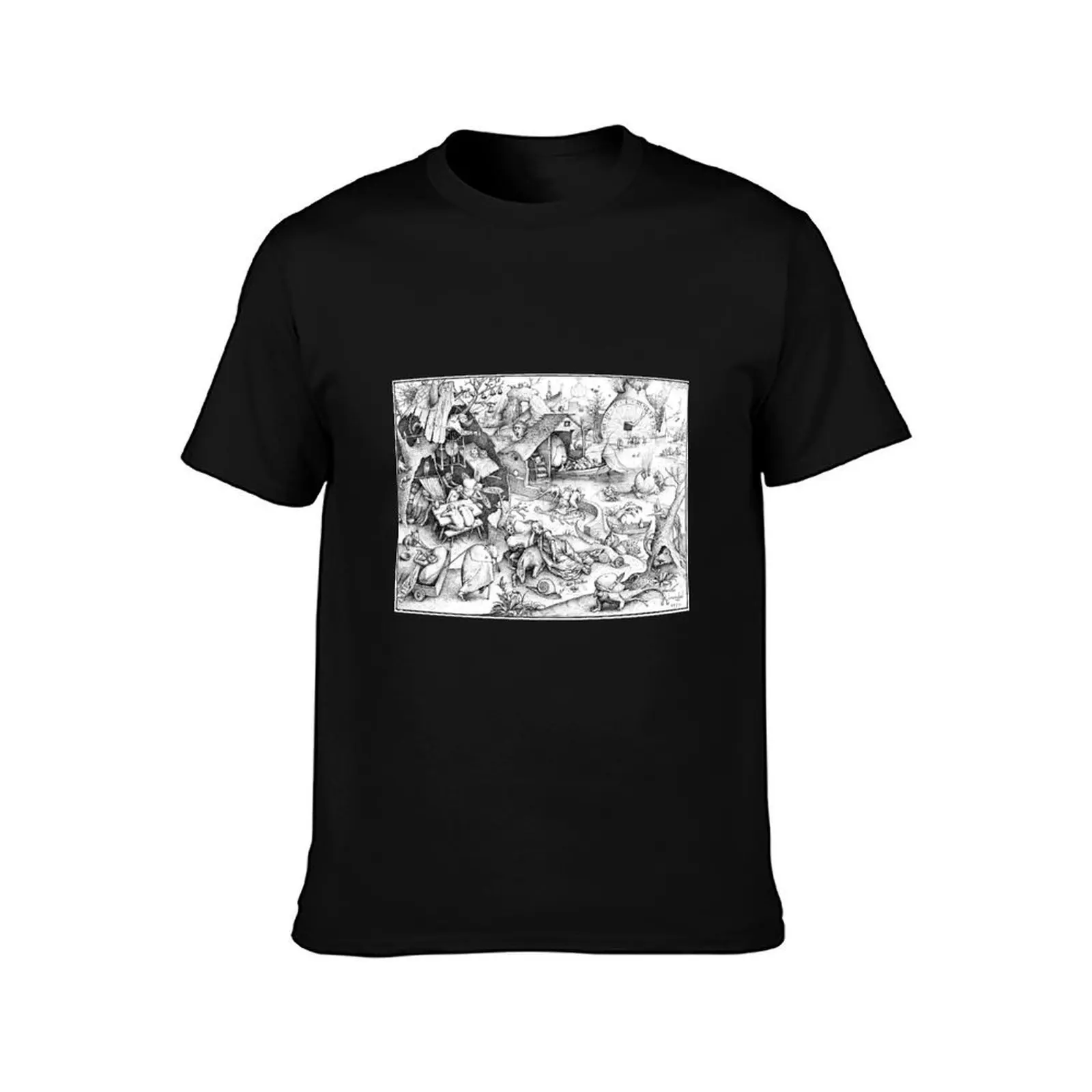 HD. Sloth, by Pieter Bruegel the Elder . HIGH DEFINITION T-Shirt, Summer Casual Cotton Tee, Oversized Streetwear Tops