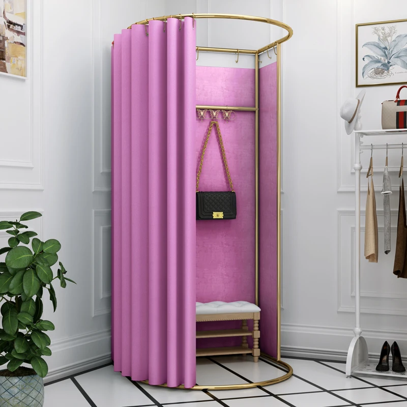 2025customized.Modern Boutique Retail Store Dressing Room with Fabric Curtain Clothes Changing Room Fashion Clothing Shop Fittin