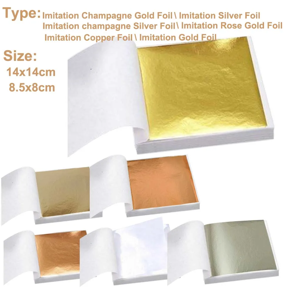 100pcs Imitation Gold Sliver Copper Foil Paper DIY Resin Candle Plaster Craft Leaf Flake Gilding Sheets Art Nail Home Decoration