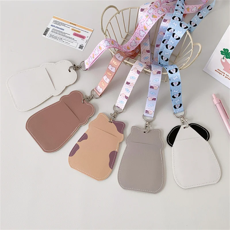 3 Inch Cartoon Photocard Holder Photocards Holder Cute Photo Protector Case With Lanyard PU ID Holders Postcard Album Photo