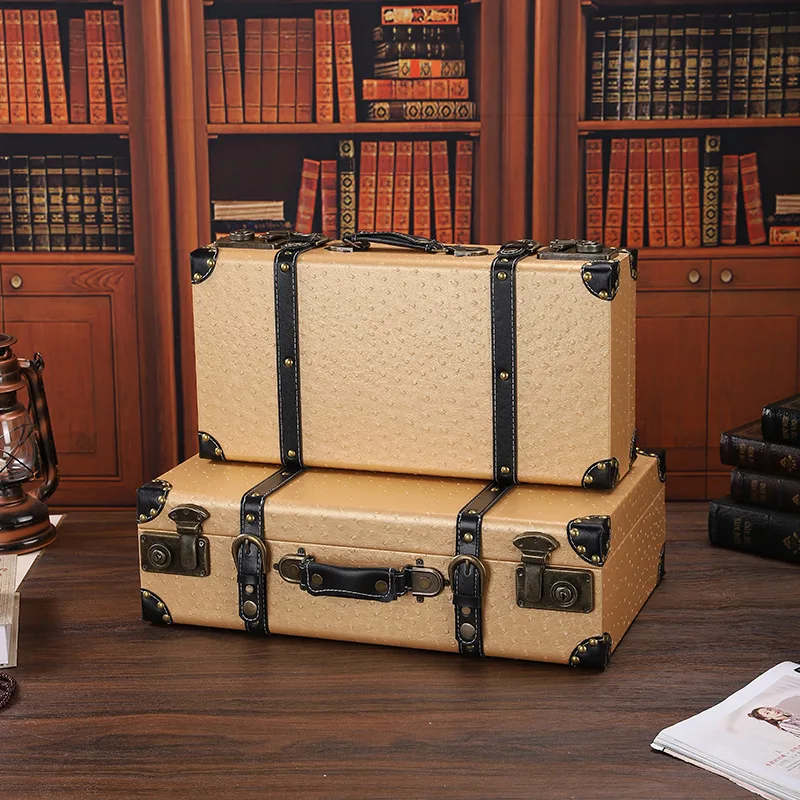 

Vintage Suitcases Wooden Hand-Held Storage Suitcase,Clothing Sorting Box,Showcase Display,Woven Props Boxs Decoration