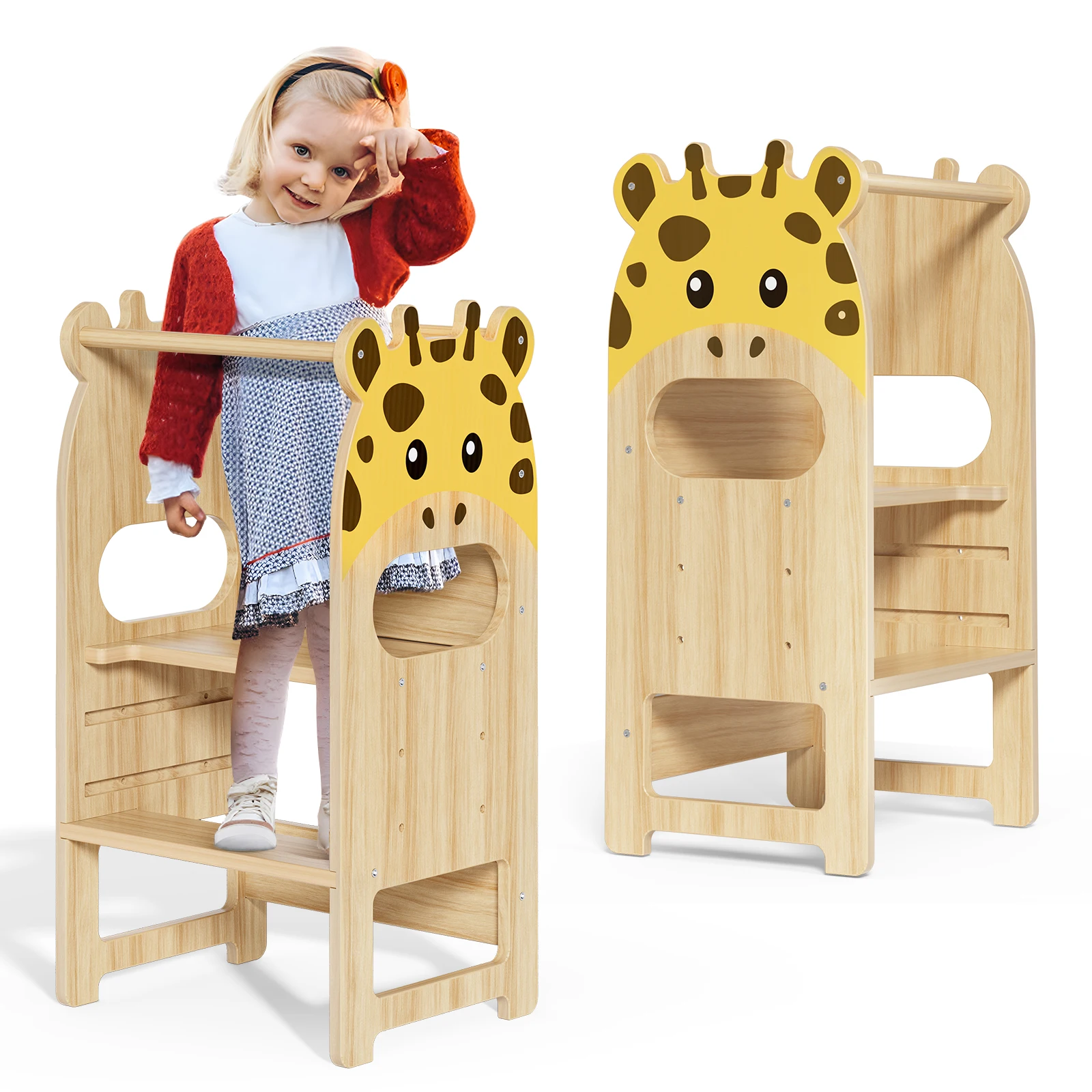 Kids Learning Tower with 3 Adjustable Heights, Kitchen Helper for Toddlers, Kitchen Counter Stool