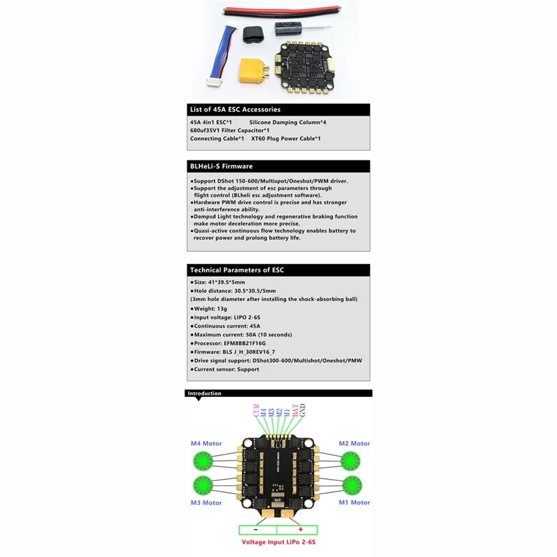 New!F4 V3S PLUS FC&ESC FPV Stack F4 V3 PLUS Flight Controller 45A 4In1 ESC 30X30 For RC FPV Drone Fixed Wing Multicopter