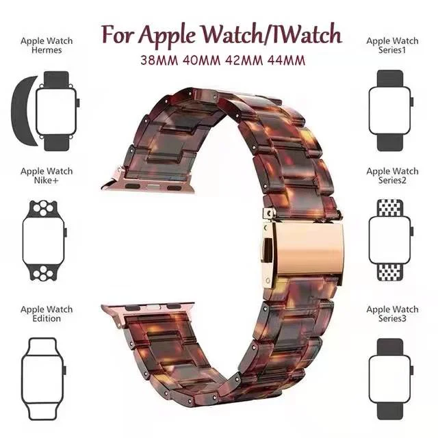 Harz-Uhrenarmband für Apple Watch 6 5 4 Band 42 mm 38 mm transparenter Correa-Gürtel für iWatch 6 Serie 5 4 3/2 Armband 44 mm 40 mm
