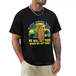 cotton t-shirt man Sloth Hiking Team We'll Get There When We Get There T-Shirt boys t shirts sweat shirts, men