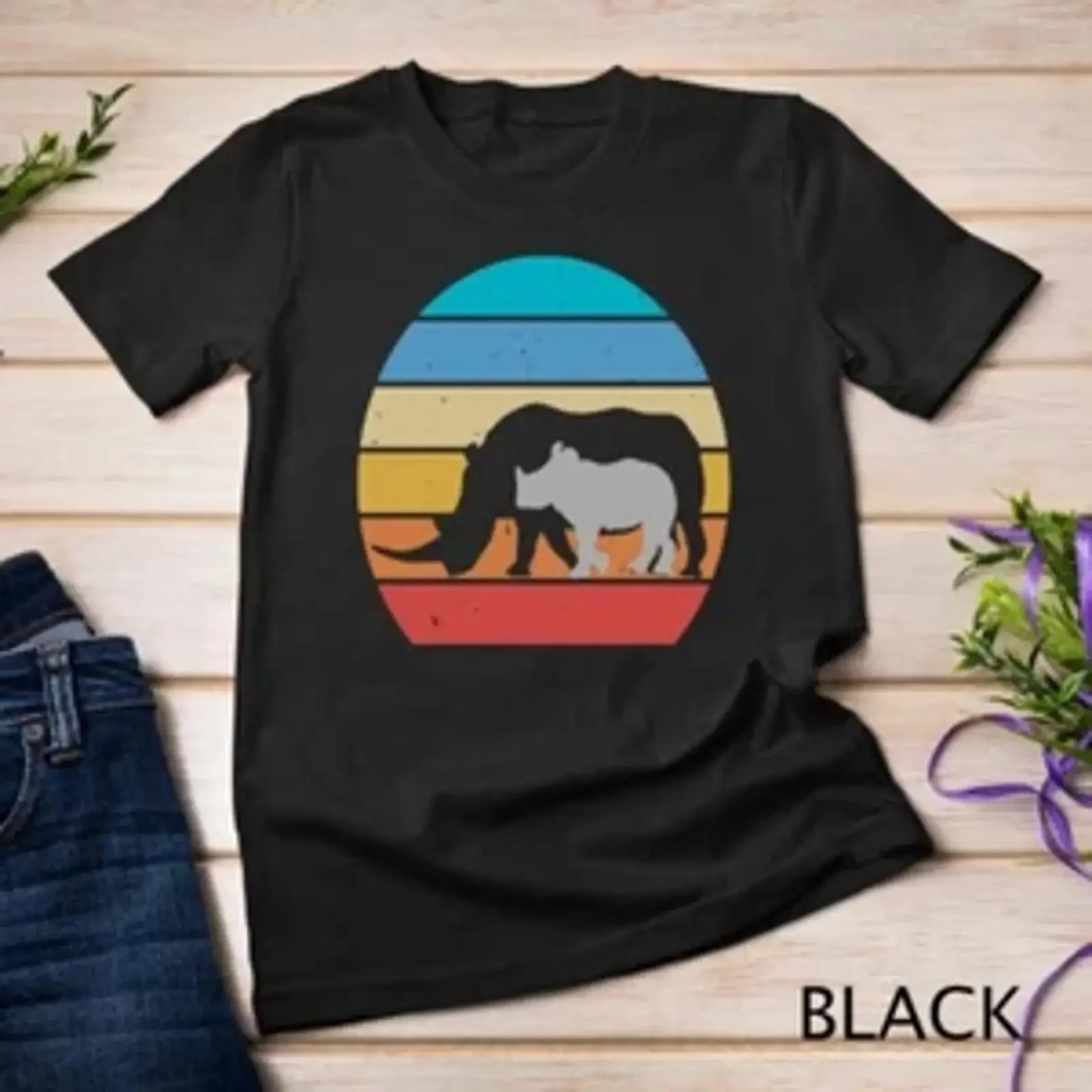 Vintage Rhino T Shirt Retro Style Rhinoceros  vintage Washed graphic designer clothes Slightly Unisex Soft Breathable homme
