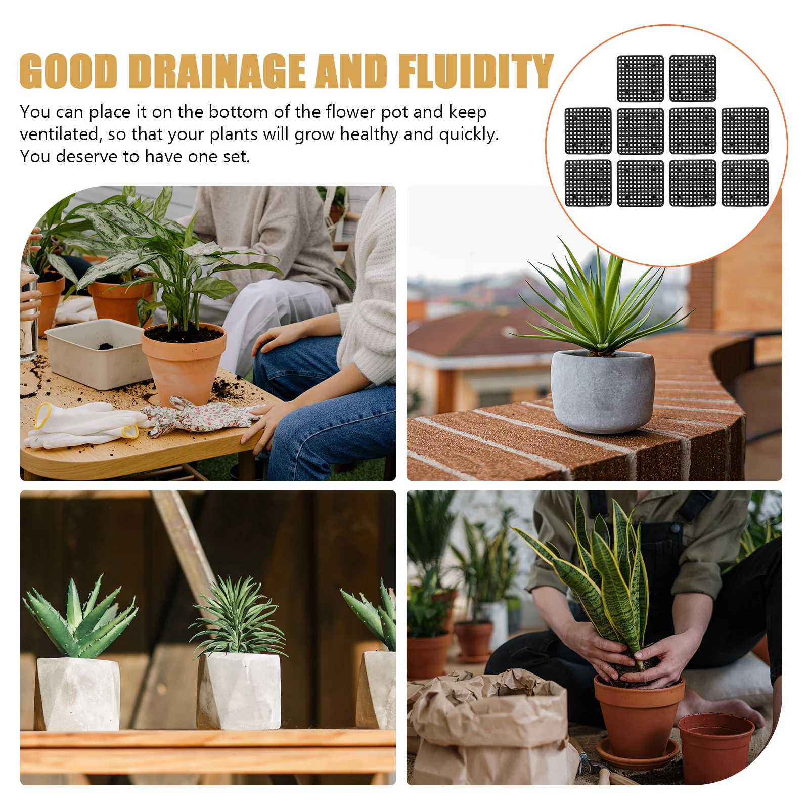 

30Pcs Flower Pot Pad Plastic Bonsai Bottom Mats Drainage Hole Mesh Planter Cushion Flowerpot Accessories Garden Pot Gasket