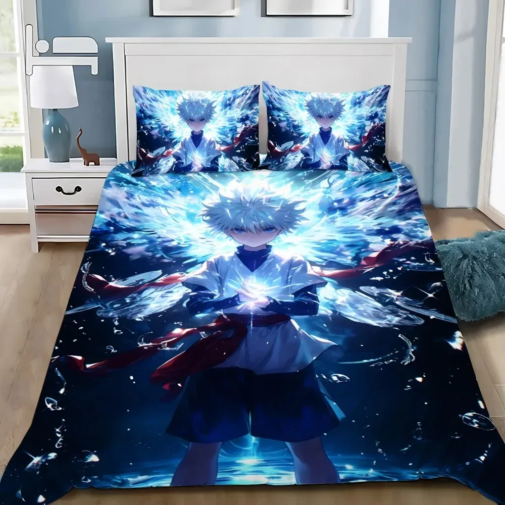 

Комплект постельного белья в стиле аниме Hunter X Hunter с 3D принтом, одноместный размер Twin Queen для девочек и взрослых, пододеяльник, наволочка, постельные принадлежности