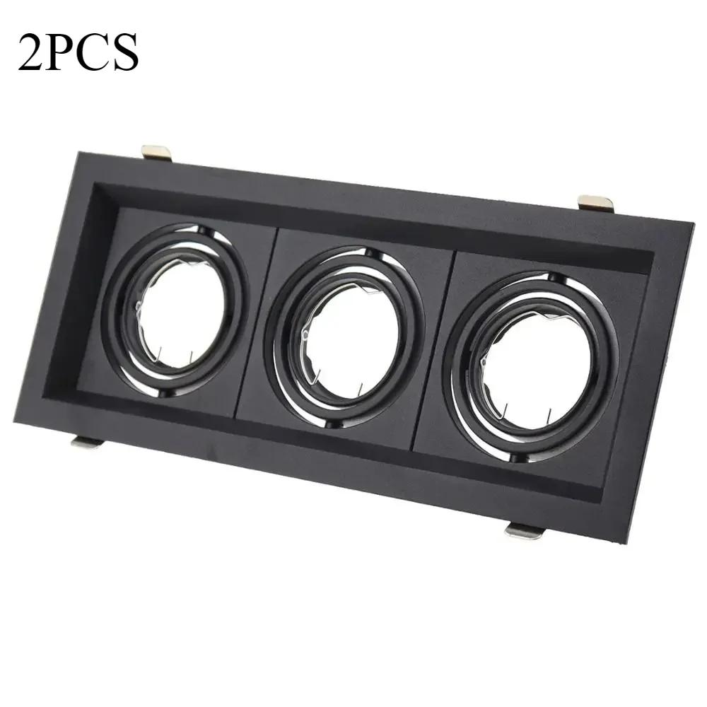 Praça Incorporado Alumínio Ferro LED Teto Terno, Lâmpada Titular Luz, Quadro Spotlight, Luminária Downlight, Preto e Branco, GU10MR16, 2 PCs, 4PCs