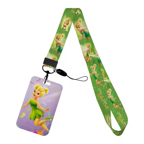 Tinker Bell Princess Disney ID Credential Holder Girls Lanyards for Key Neck Strap Card Badge Keychain Student Accessories