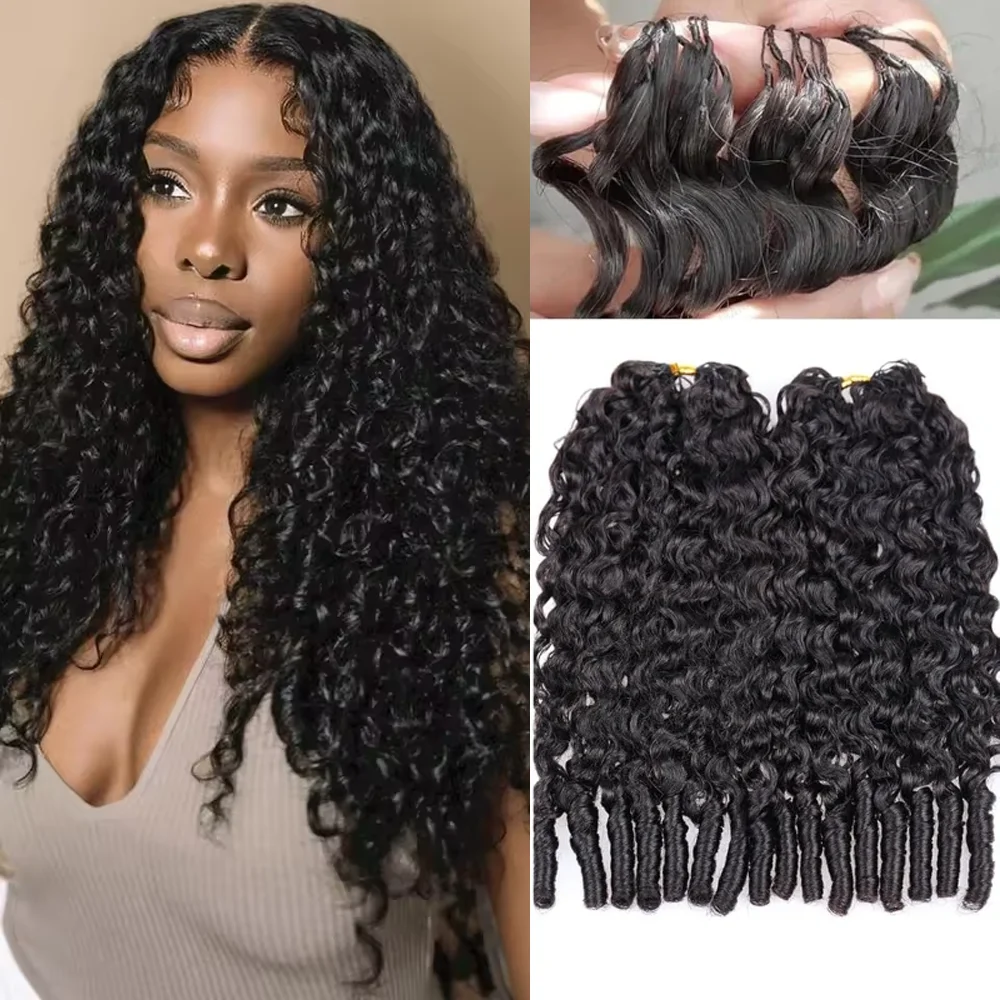 

12-дюймовые бирманские кудрявые волосы для плетения крючком, предварительно связанные, с эффектом перьев, для наращивания волос методом крючкового плетения