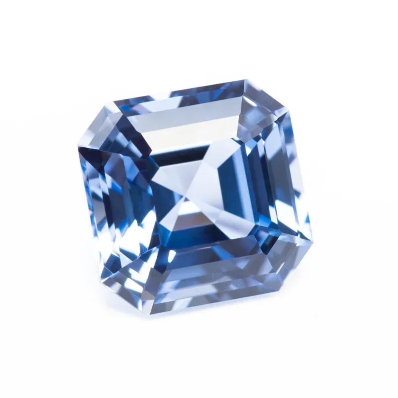 Laboratório cultivado safira centáurea cor asscher corte encantos pedra preciosa extremamente brilhante diy anel colar brincos materiais principais