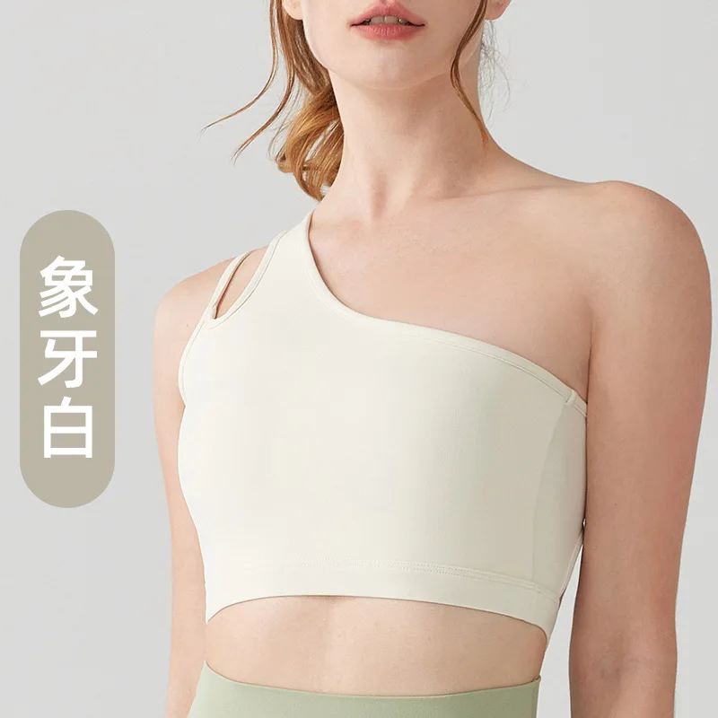 

Irregular One-shoulder Yoga Sports Bra Women Gym Fitness Sexy Slim Tank Top Outdoor Sports Soft Breathable Elastic Crop Top