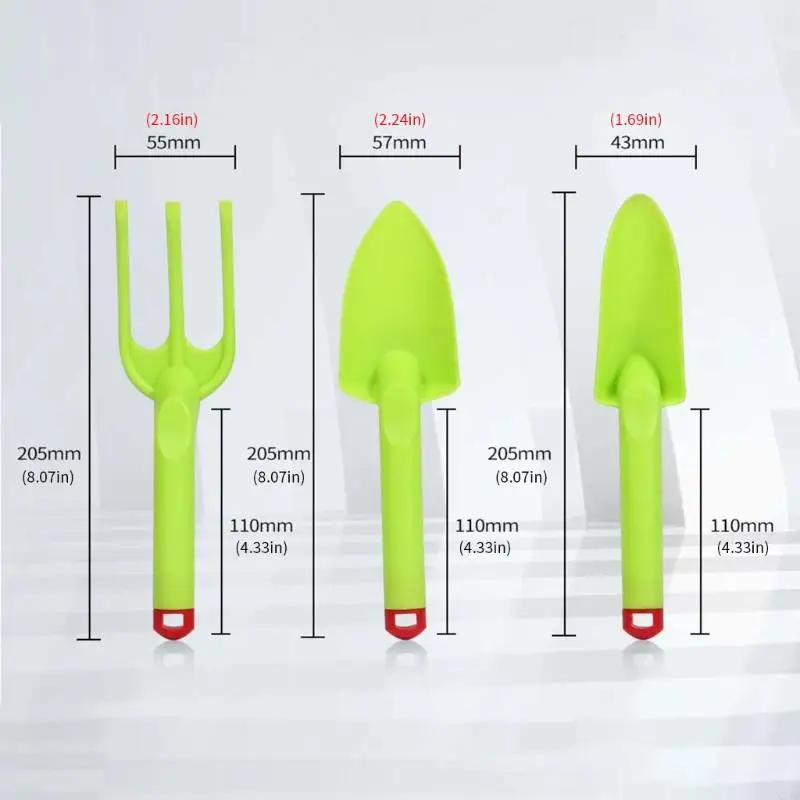 3pcs الأطفال الرمال الحفر مجموعة مجرفة مع مقابض مريحة للاستخدام المريح