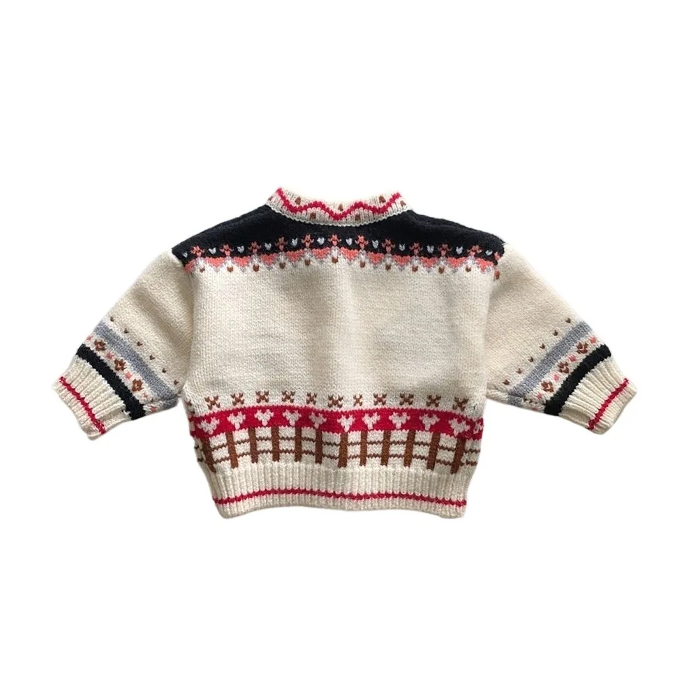 2025 Autumn New Baby Long Sleeve Knit Coat Infant Girl Cute Bear Print Knit Cardigan Kids Boys Casual Jacket Toddler Clothes 6