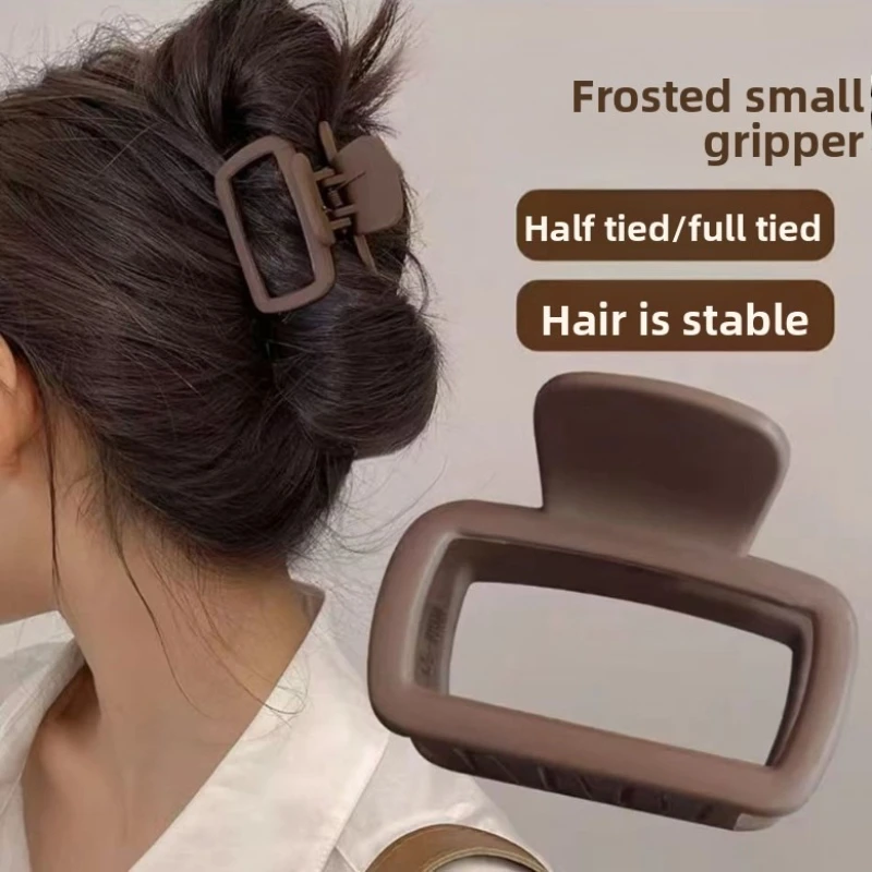 4pcs Square Hair Claw Clips, Hollow Rectangle Jaw Hair Claw Clips, Matte Neutral Hair Accessories for High Ponytail Half Updo