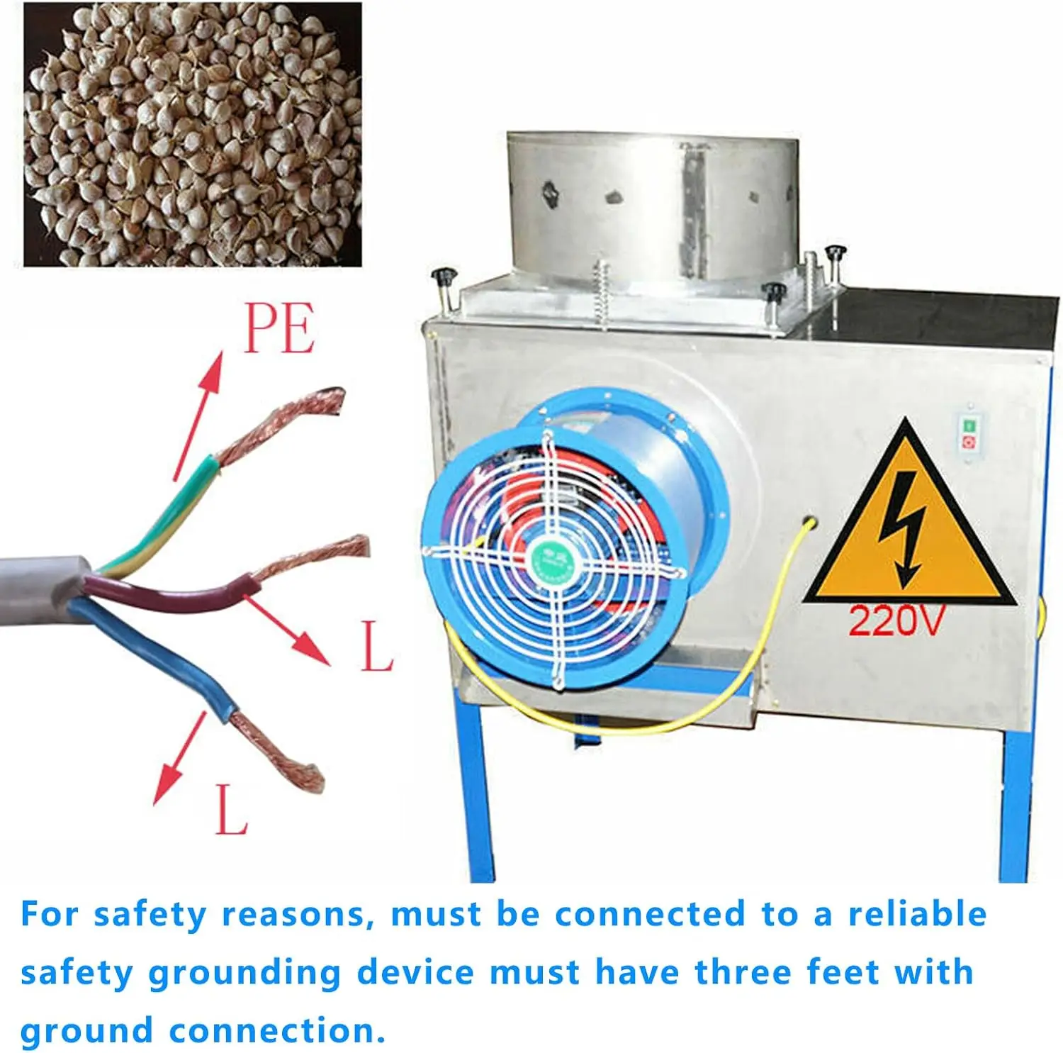 220V 商業ニンニクセパレーターディバイダー、自動ニンニク分割機、ステンレス鋼、2200 ポンド/時間の生産能力