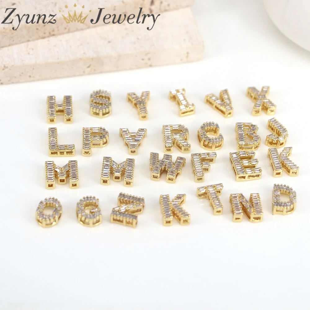 

20PCS, Cubic Zircon Letter Necklace Pendant Copper Gold Plated Initial Alphabet Charms Jewelry Making Supplies Wholesale