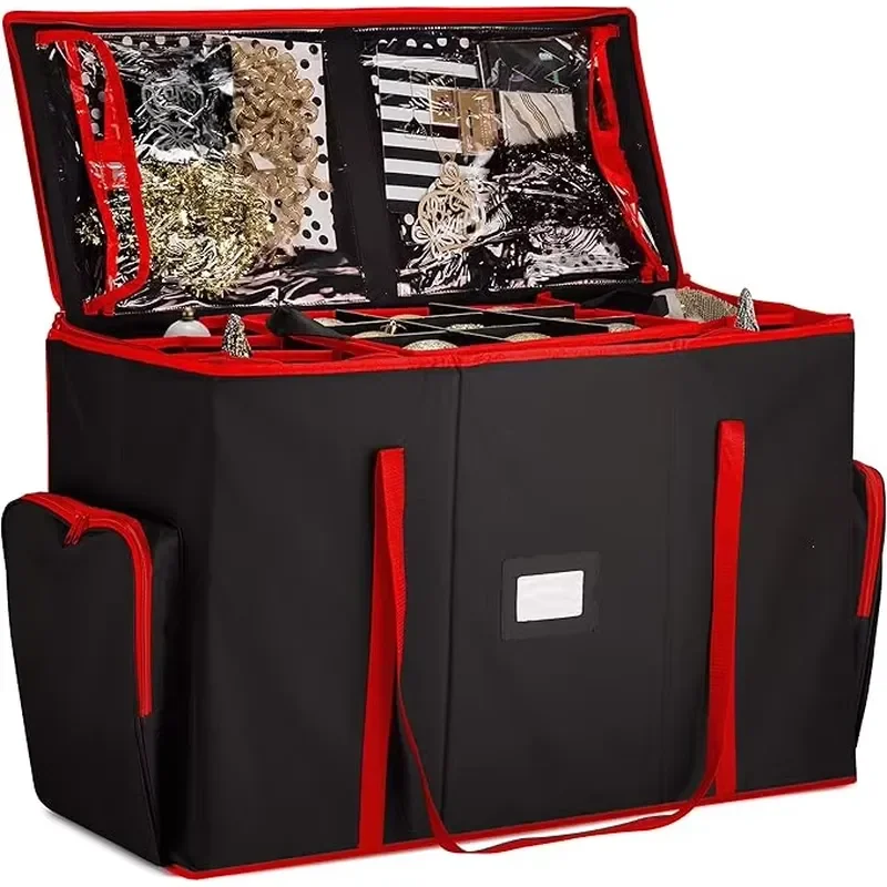 Christmas ornament storage box, statue storage container, adjustable activity area, with tray, Christmas ball storage box