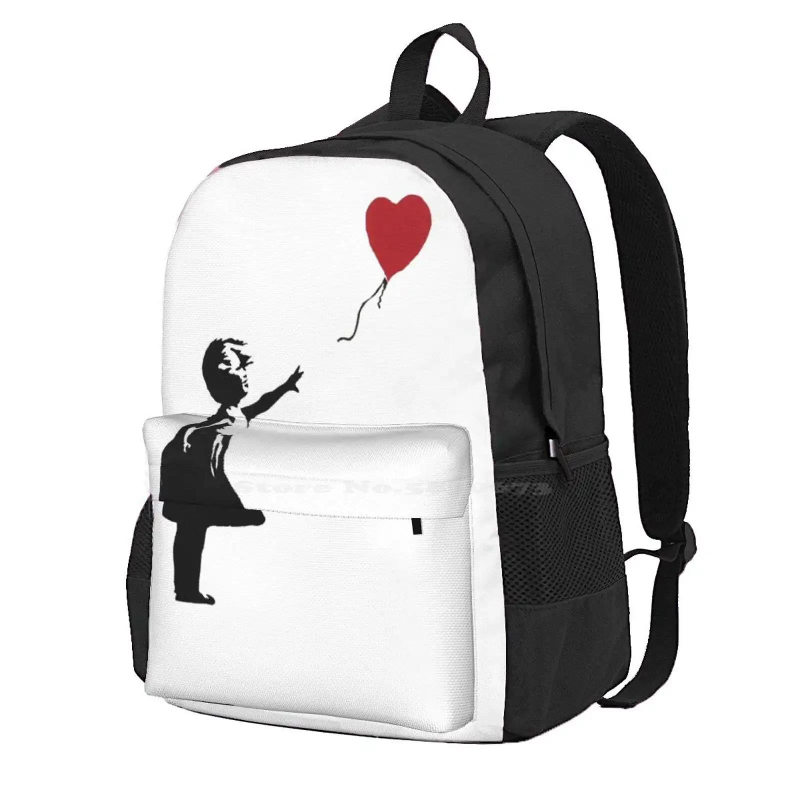 Banksy - Girl With Balloon Hot Sale Schoolbag Backpack Fashion Bags Banksy Street Art Balloon Heart Love Hope London Girl