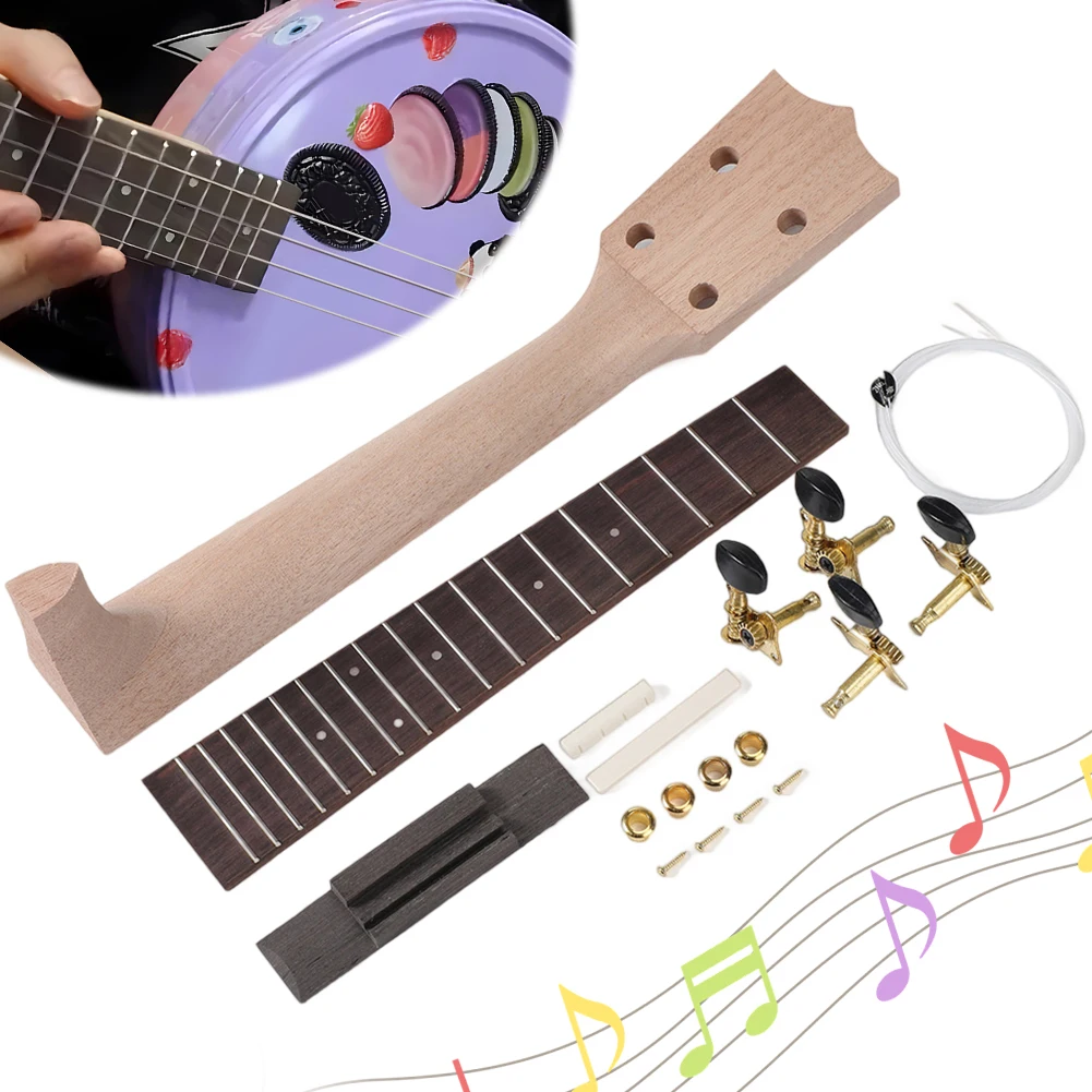 Ukuleles Guitar Build Kit Nut Saddle Tuning Machine Heads Pegs Bridges Ukuleles DIY Parts Musical Instrument Accessories