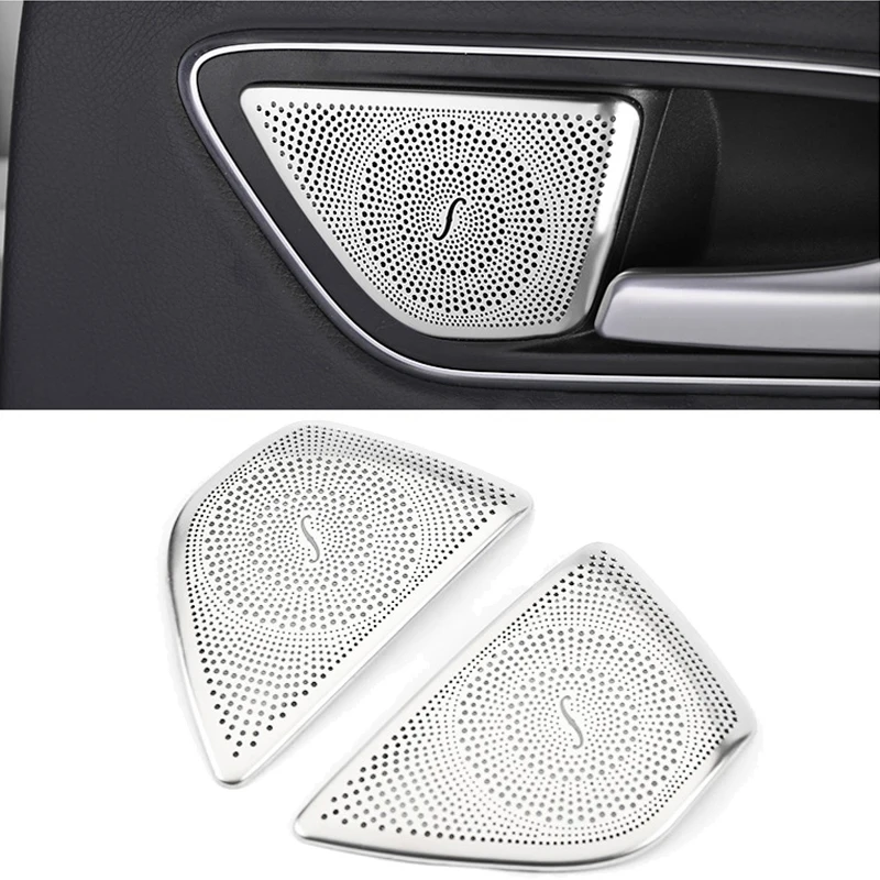 2pcs Car Door Gate Loudspeaker Sound Chrome Pad Speaker Cover Trim Interior Accessories For Mercedes Benz GLA CLA