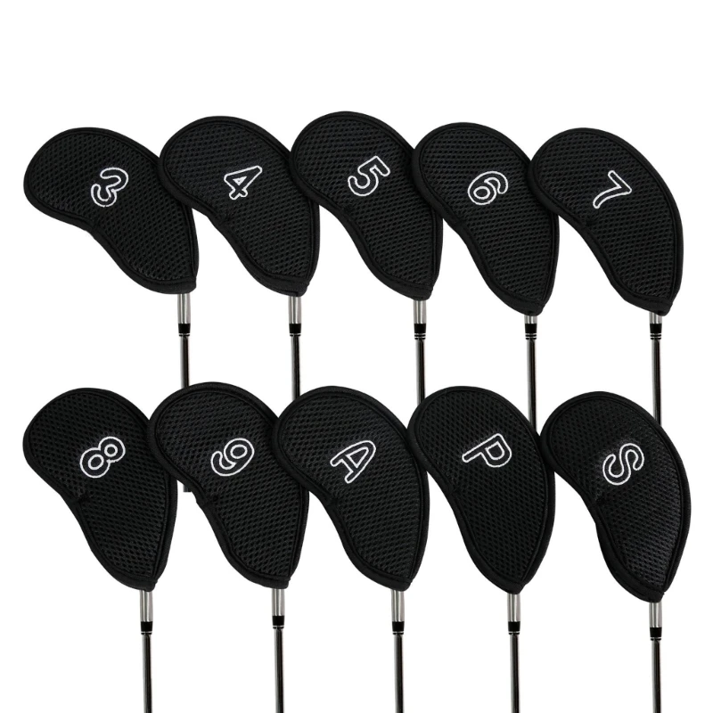 E8BF 10Pcs Malha De Tecido De Golfe Tampa De Ferro Cabeça De Ferro Proteger Cobre Cunhas De Golfe Headcover