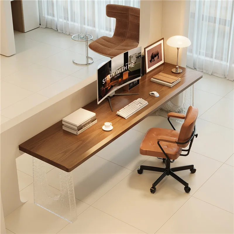 Solid wood simple double long table acrylic high-end desk living room sofa office computer