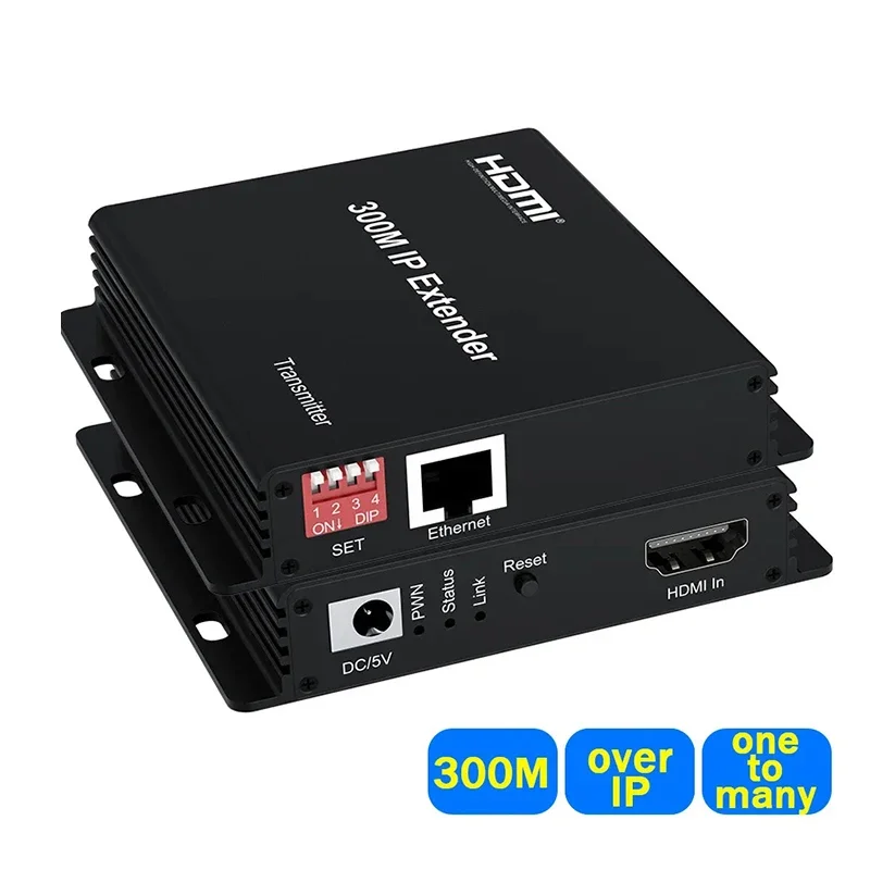 300M HDMI Extender over IP RJ45 Cat5e Cat6 Cable 984ft 1080P HDMI Ethernet Extender Support via Network Switch Video Converter