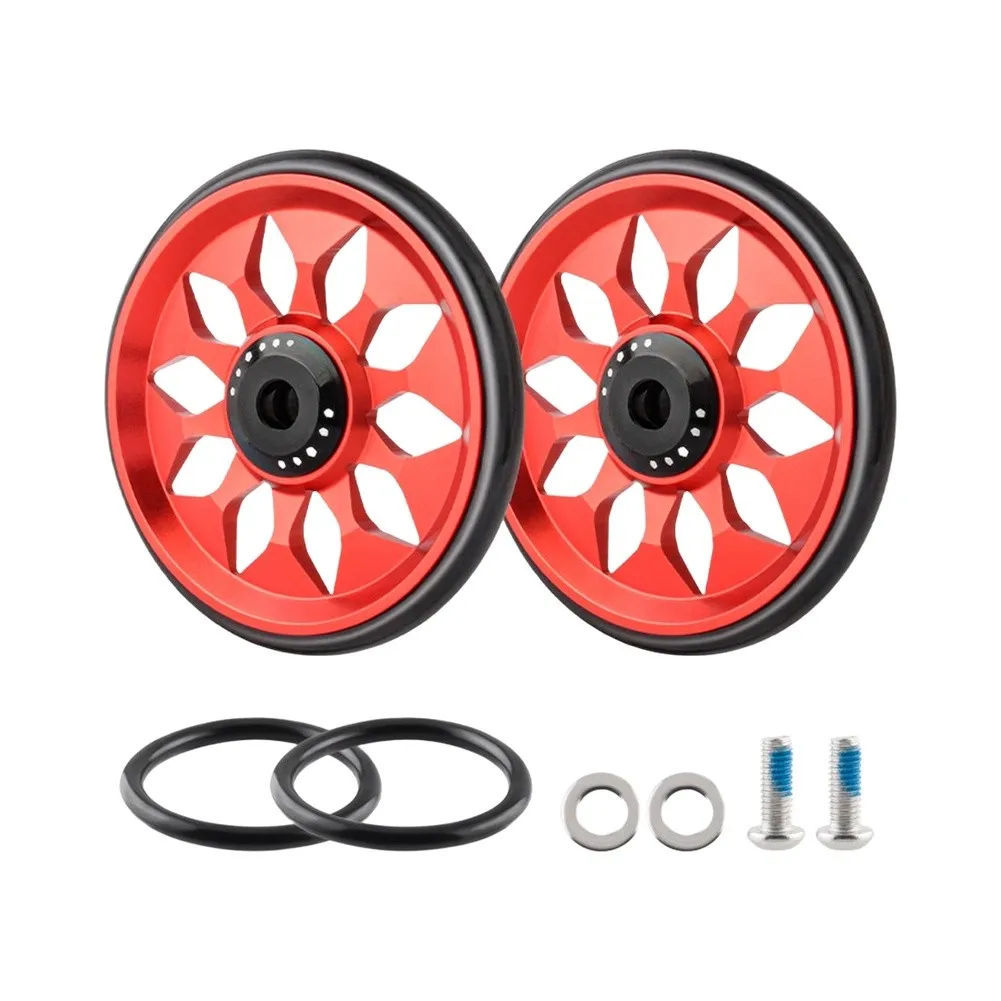 Silent Folding Wheel Set 64mm Folding Bike Wheels Wear-resistant Nitrile Rubber Hollow Flower Aluminum Frame Bicycle Wheels