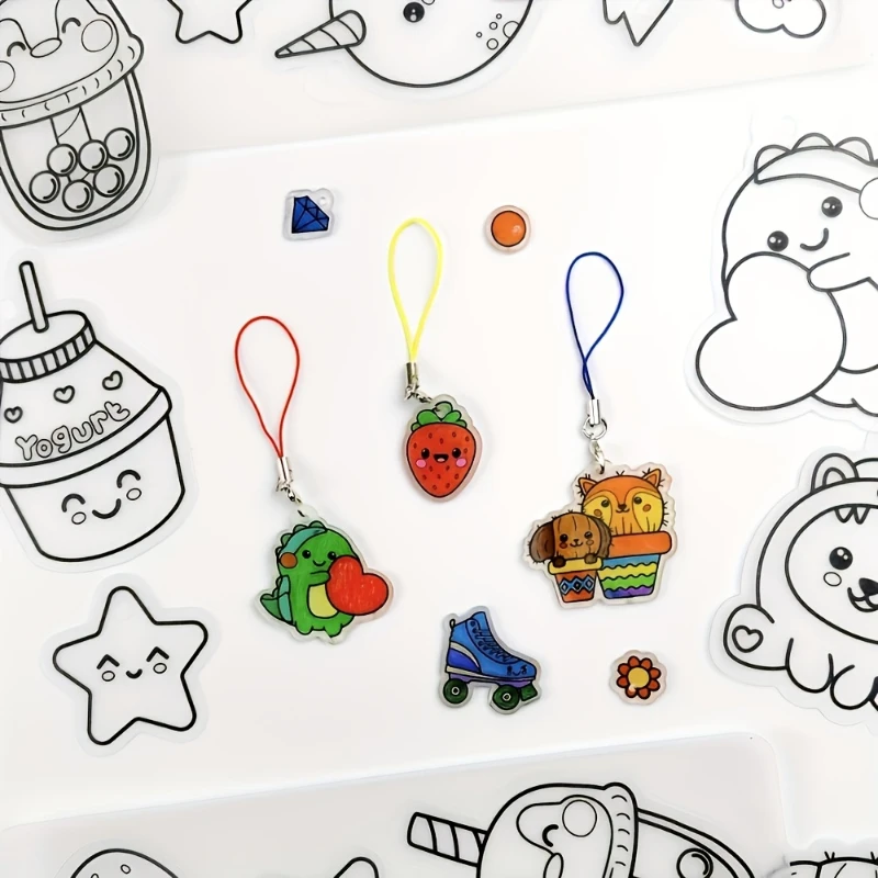 Heat-Shrink Paper Kit With Plastic Film Ideal For Pendants Key Rings Gifts Heat-Shrink Craft Kit For Making Handmade Gifts