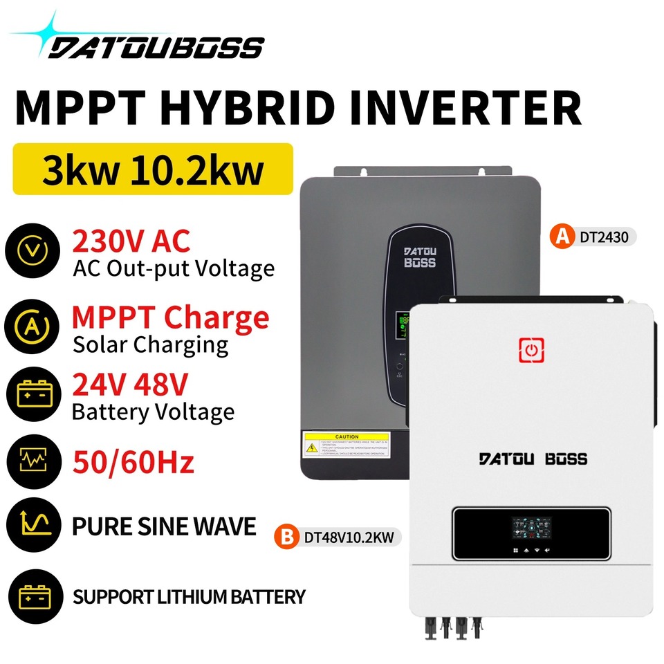  DATOUBOSS 3KW 10.2KW Hybrid Solar Inverter 48V 24V to 230VAC MPPT 150A 100A Charger Pure Sine Wave inversor solar híbrido 