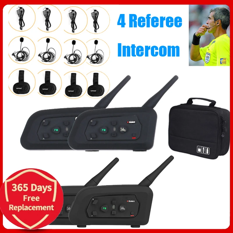 4 Benutzer Fußball-Schiedsrichter-Intercom-Headset V4C Vollduplex-Bluetooth-Kopfhörer Fußballkonferenz 1200 m Coach Judger Interphone – Detail 1