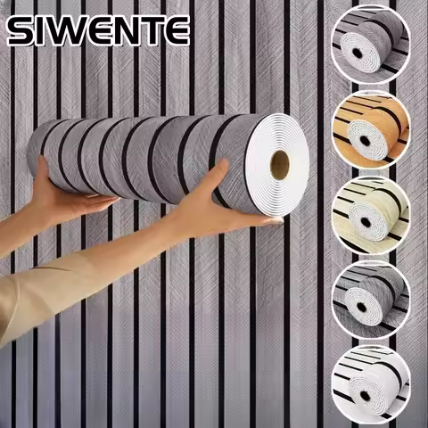 Wood Grain Grid Wallpaper Home Decoration Thickened Foam Self-adhesive Wall Stickers Wallboard for Ceiling TV Background Walls
