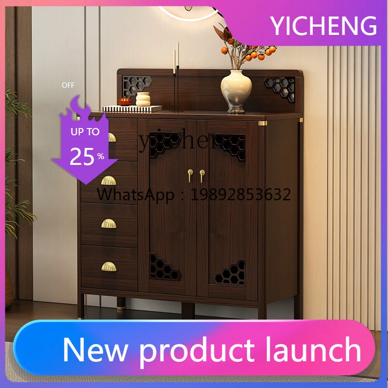 

LYY household dining side cabinet living room integrated against the wall kitchen cupboard rack solid wood frame storage