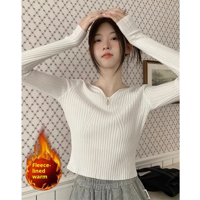 

New Basic V-neck Chic Autumn Winter Pullover Women Female Knitted Ribbed Sweater Slim Long Sleeve Badycon High Quality Sweater