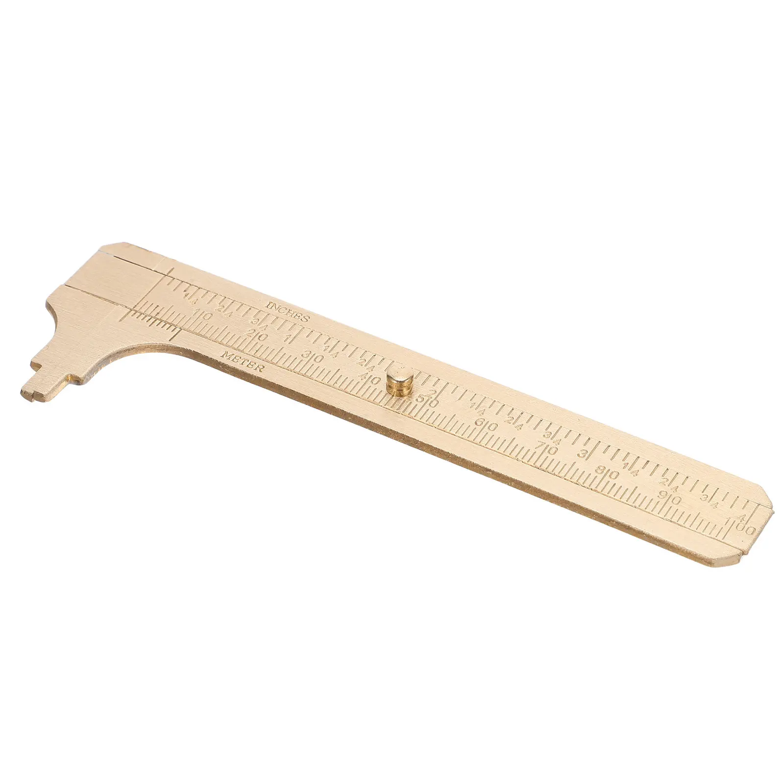 Brass Pocket Caliper Dual Scale Manual Sliding Gauge for Jewelry Beads Rings Wire Mini Objects Metric Imperial Measurement Tool