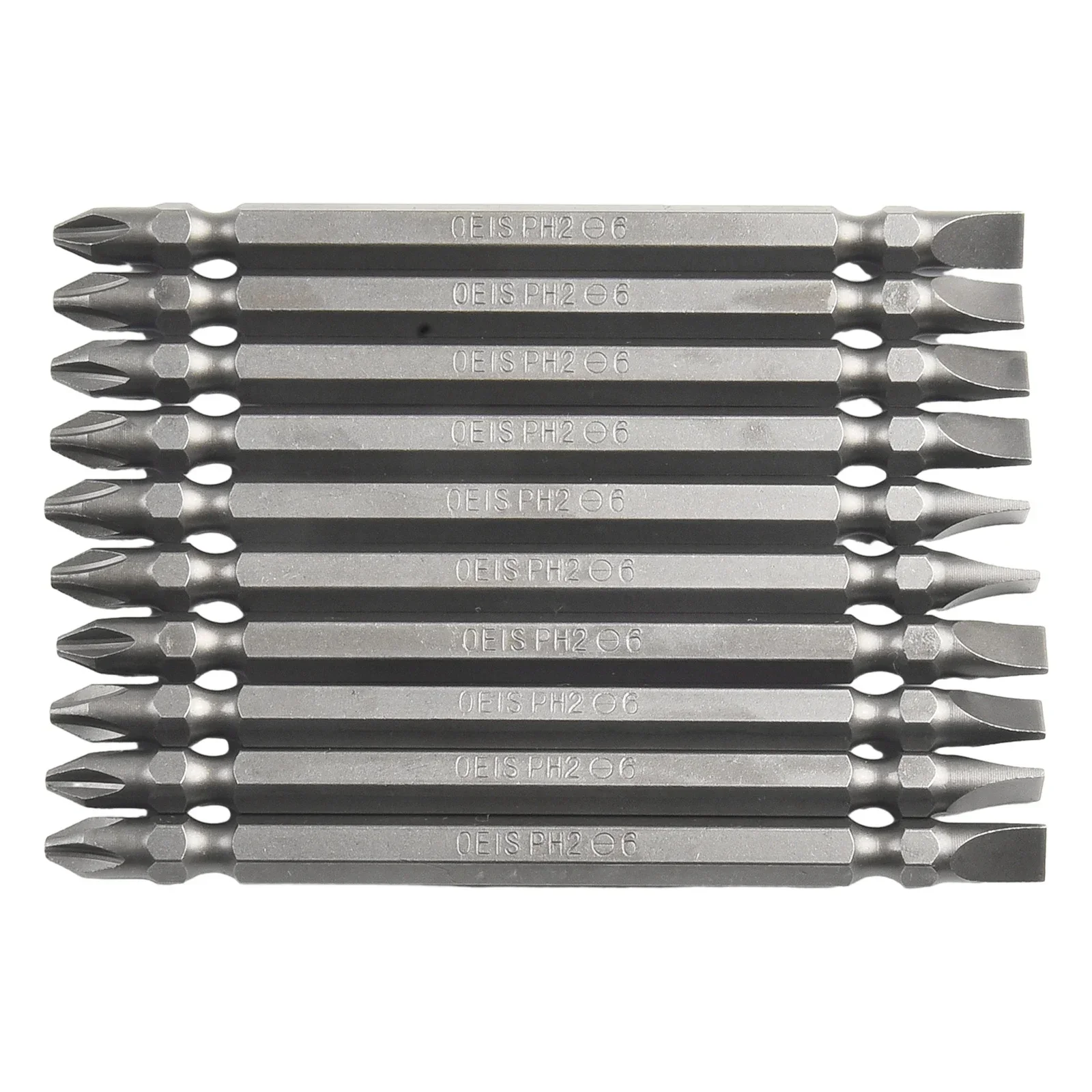 10pcs Screwdriver Bits Magnetic Cross Slot Drill Bit PH2 6mm Metric Double Head Electric Screwdriver Bits 50/65/100/150/200mm