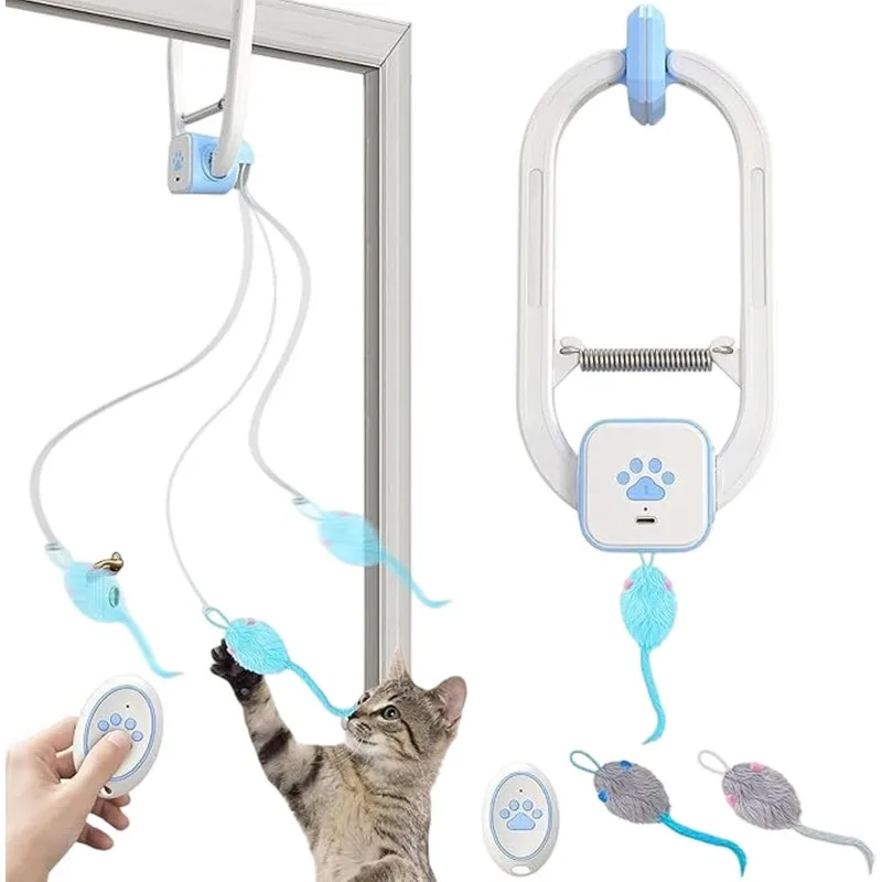 

Electronic Door Hanging Cat Toy Automatic Retractable Kitten Teaser Toy Interactive Pet Play Toy for Indoor Cats Play Exercising