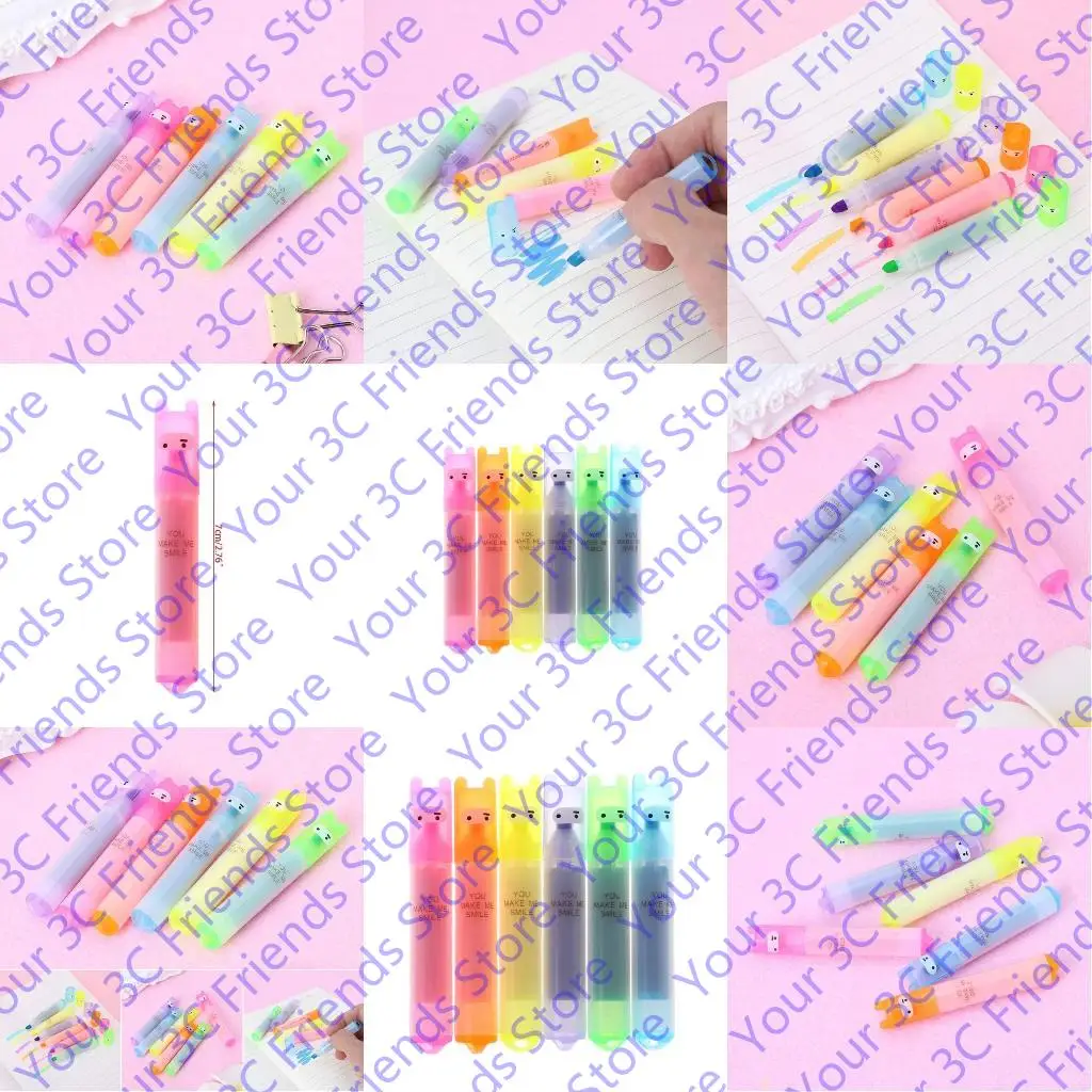 

6x Korean for Creative Mini Highlighter Lovely Cartoon Marking Pen Office Statio