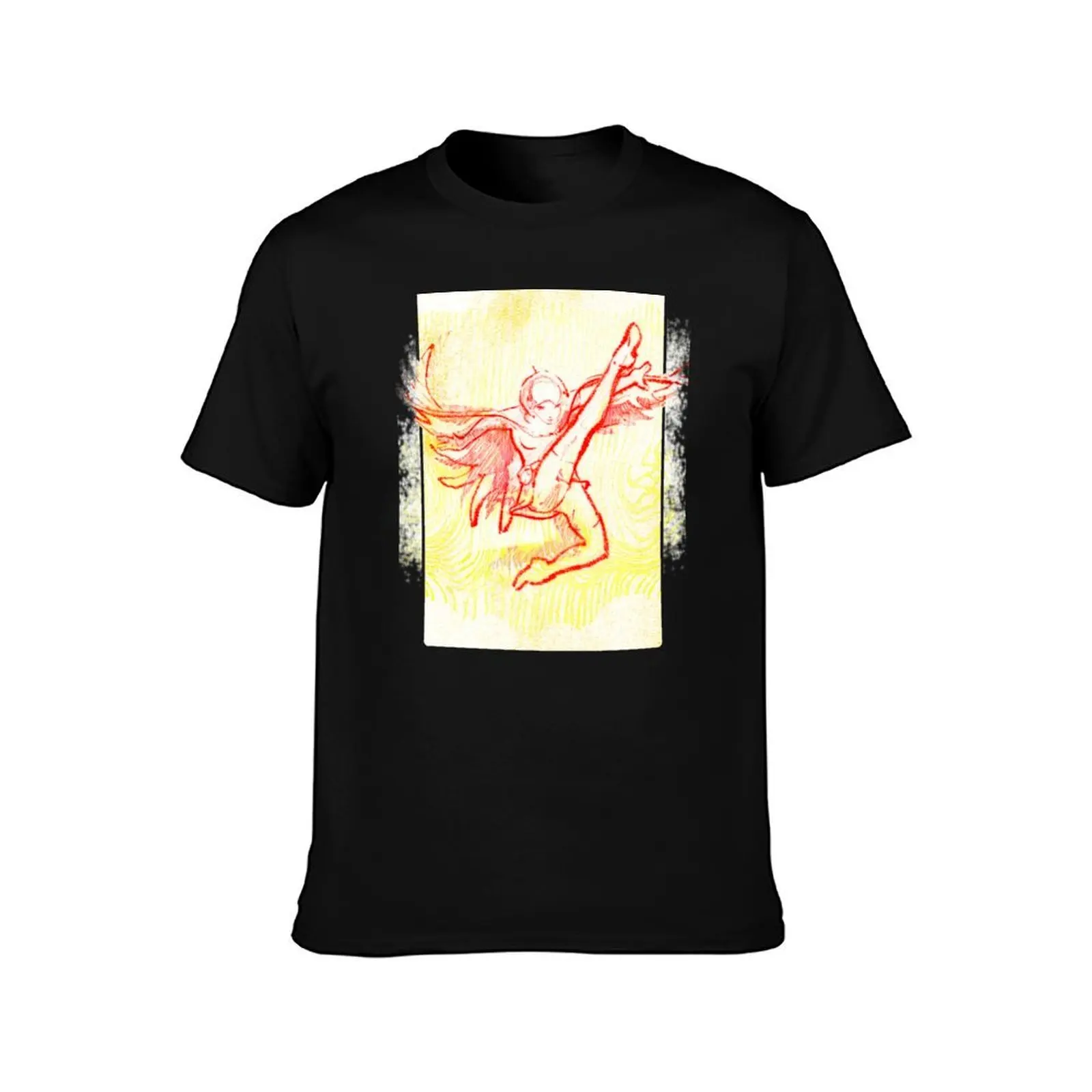 Jun Swan T-Shirt, Summer Casual Cotton Tee, Oversized Streetwear Tops, Vintage Graphic Print, Loose Fit Short Sleeve