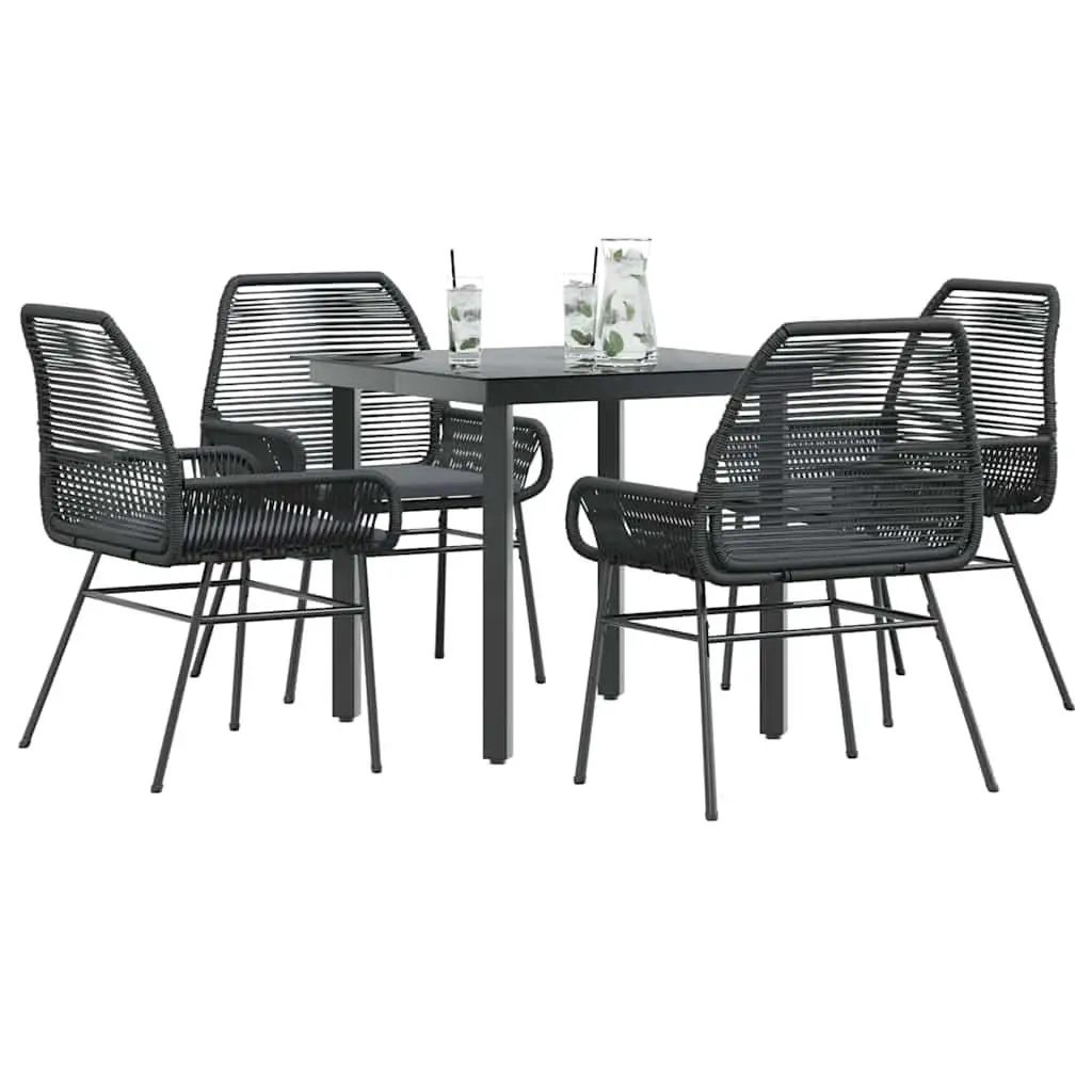 

Stylish Black Dark Grey Garden Dining Set Outdoor Furniture Modern Design for Patio Balcony Home