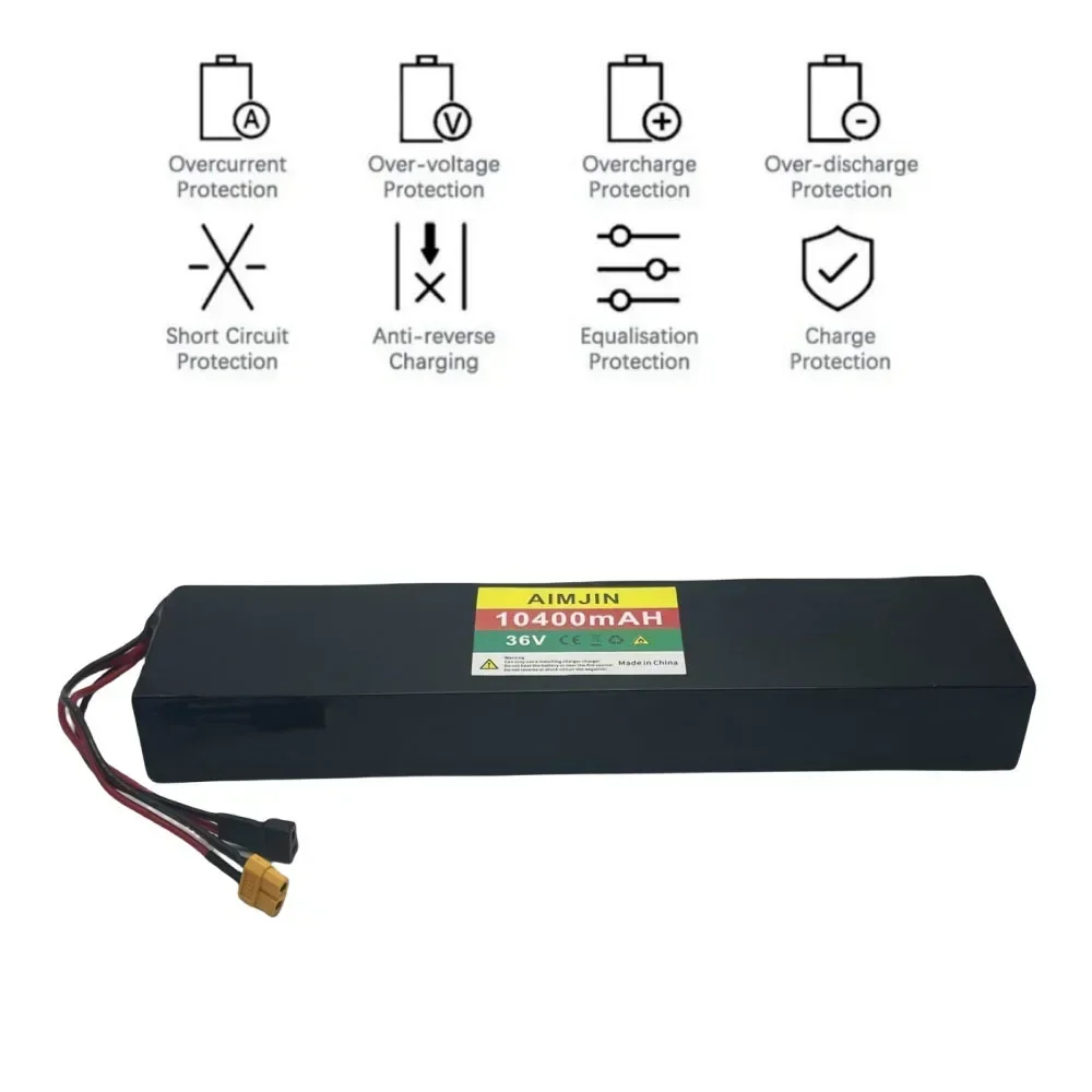 

36V 10400mAh 10S4P Electric Scooter Lithium Battery Pack 18650 Cells with BMS for 750W-1000W Scooters