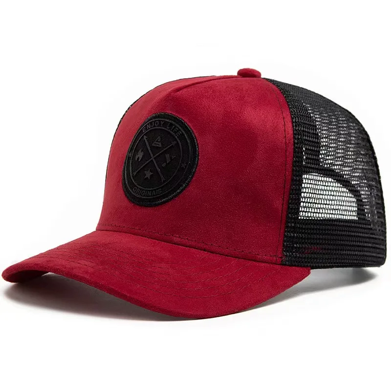 Unisex 5-Panel Mesh Wildleder Trucker Hut Männer Baseball Cap Frühling Sommer Atmungsaktive Sporthüte – Detail 13