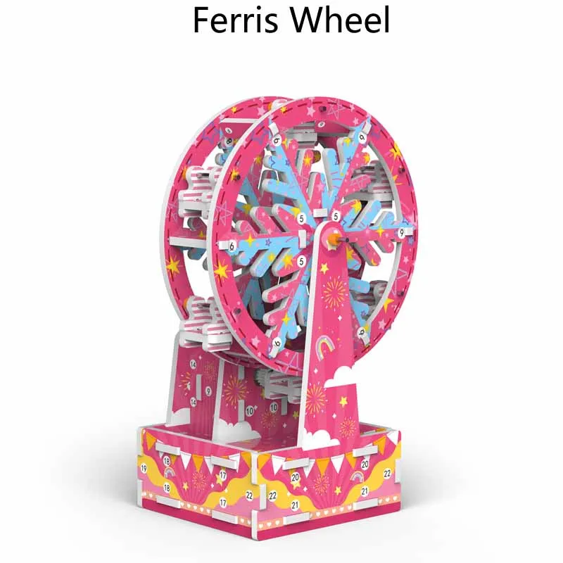 Children's DIY Handmade Electric 3D Three-dimensional Puzzle Paper Ferris Wheel Model Assembled STEAM Scientific Experiment Toys