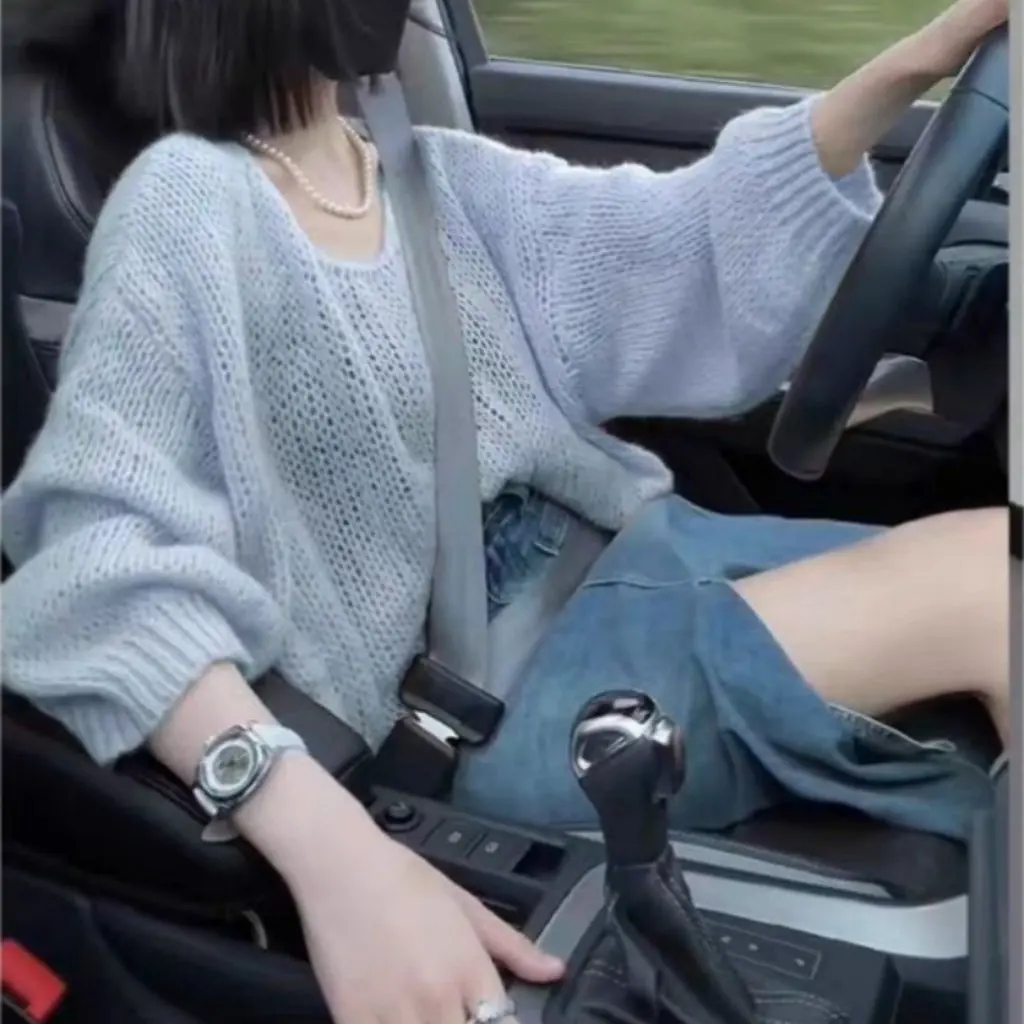 

Women's Petite Lazy Soft Loose Pullover Sweater Spring Autumn Knit Top Fashion Casual Style