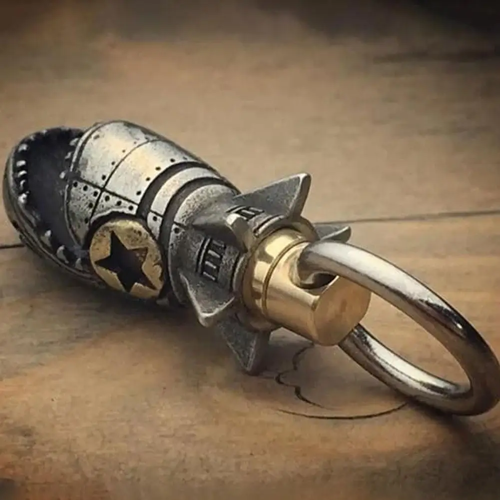 Shark Rocket Bomb Keychain Hand Metal Fun Cool Bottle Opener Keychain Decoration  Shark Rocket Bomb Keychain