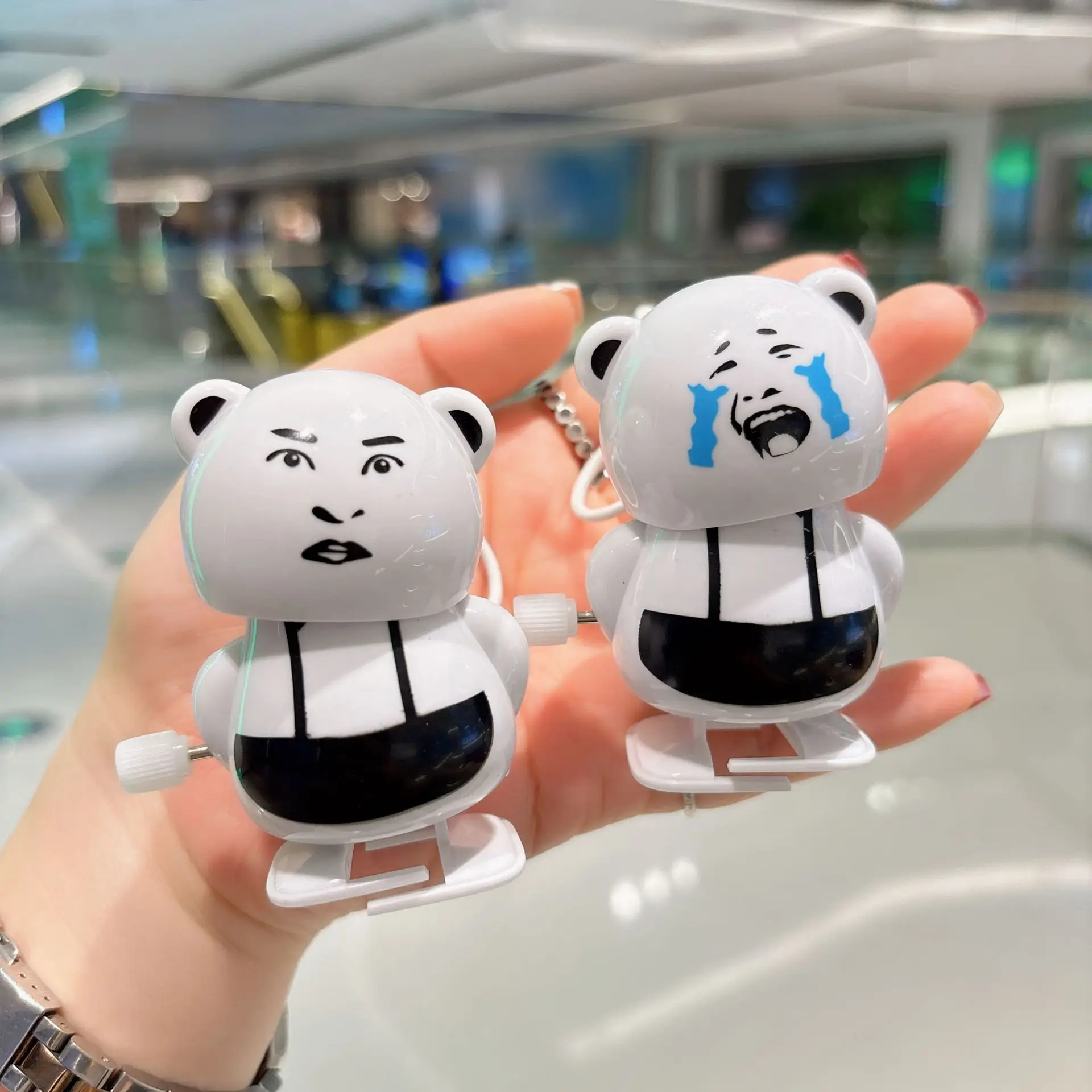 Kids Wind Up Toys Cartoon Funny Shape Panda Head Classic Clockwork Toys Novelty Vintage Toy Educational Toys For Children Gifts