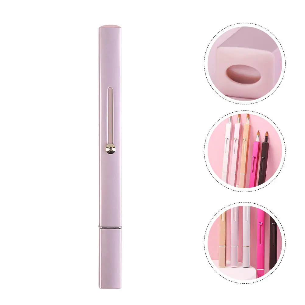 

1pc Double-Ended Makeup Brush Pink High-Quality Synthetic Fiber Multi-Purpose Tool For Lip Gloss Eyeliner Concealer