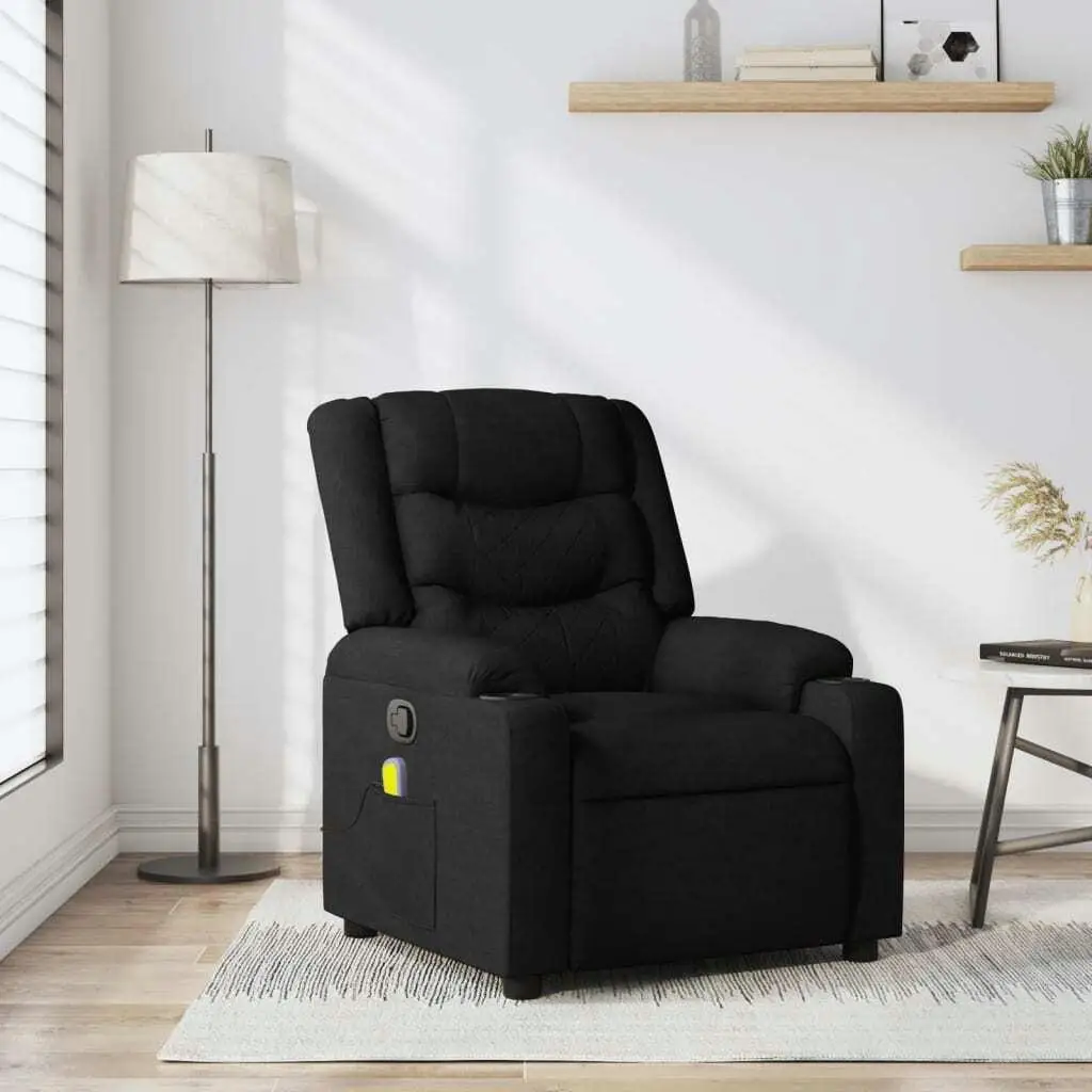 

Relaxing Massage Recliner Chair in Black Adjustable Seating Plush Comfort Ergonomic Design for Home and Office Use